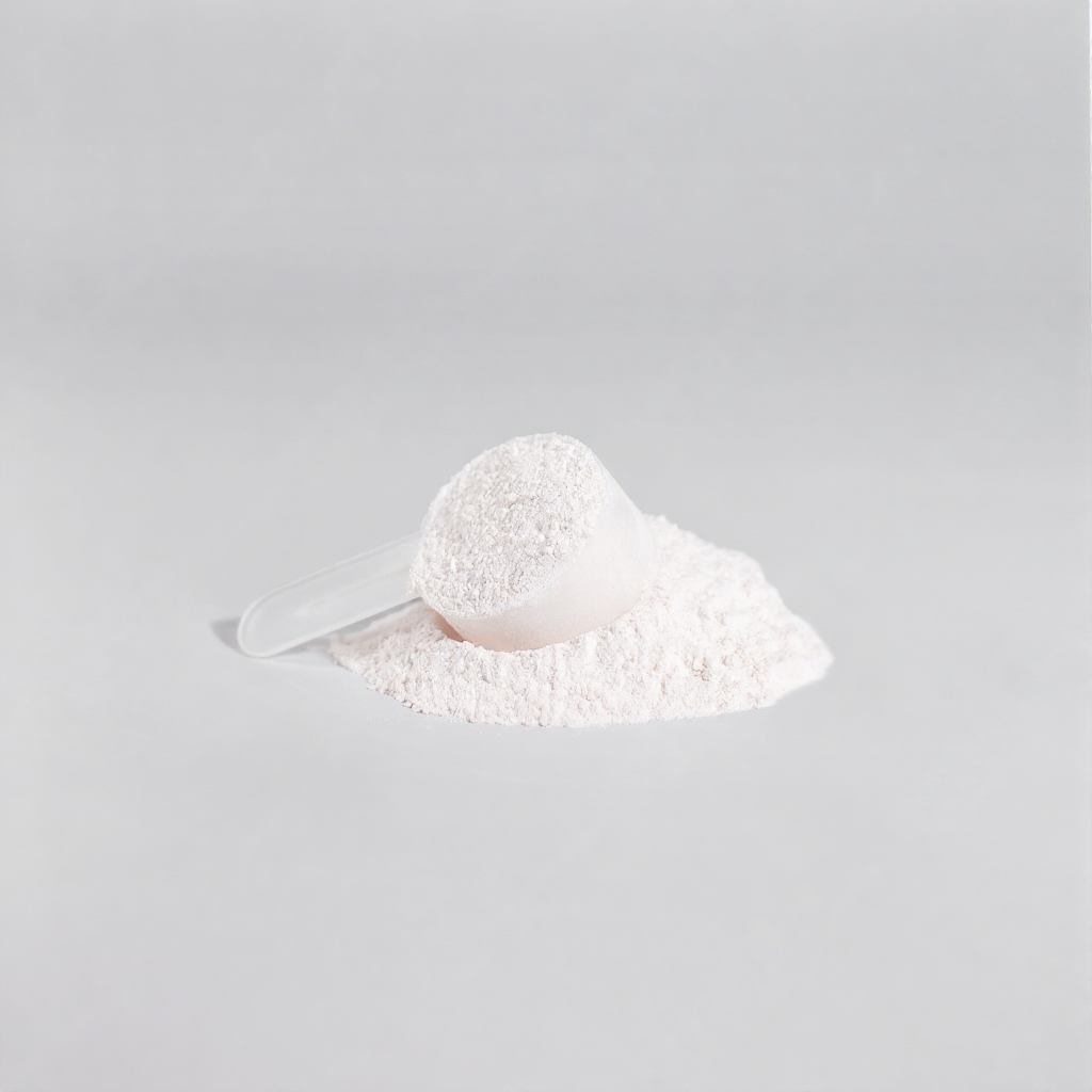 White powder in a small pile on a gray background